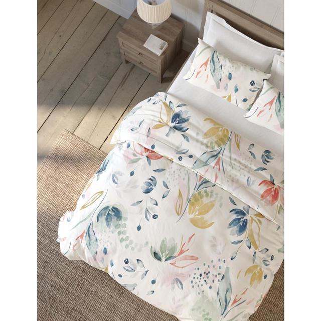 M&S Collection Pure Cotton Abstract Leaf Bedding Set Single- King