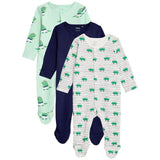 M&S Pure Cotton Dinosaur Sleepsuits 3 Pack Newborn-3 Years Green Mix GOODS M&S   