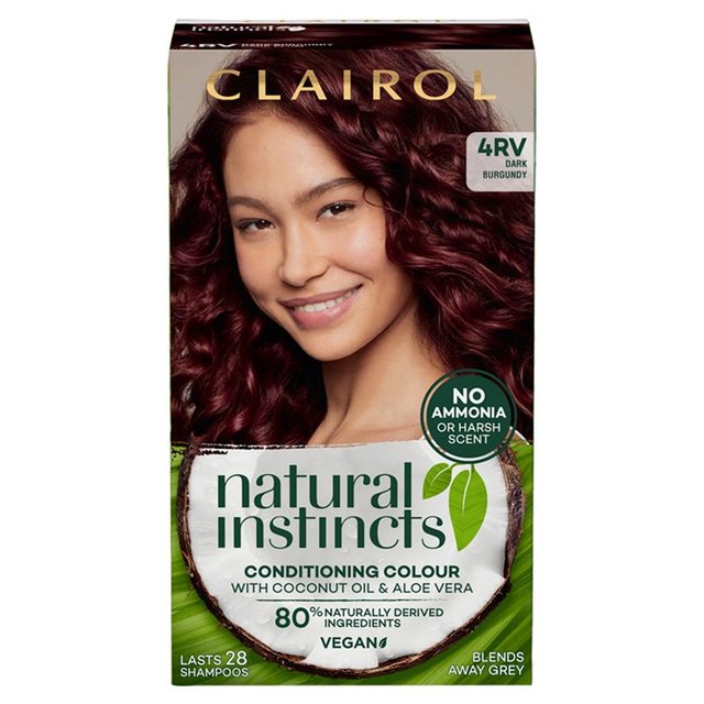 Clairol Natural Instincts Semi-Permanent  Hair Dye 4RV Dark Burgundy GOODS M&S   