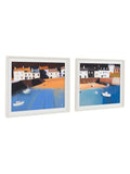 Gallery Home blue setting out framed canvas set, imported from the UK