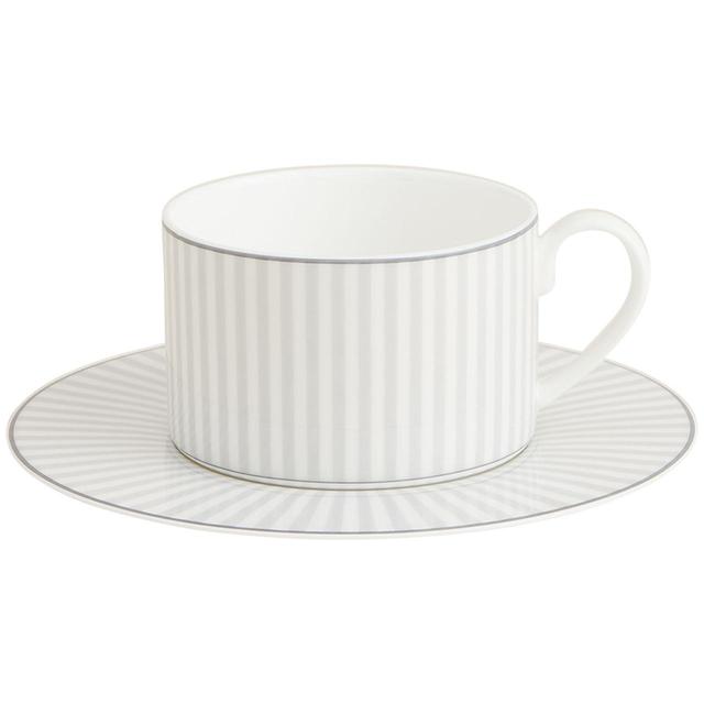 M&S Collection Hampton Stripe Cup & Saucer One Size Grey Mix GOODS M&S   