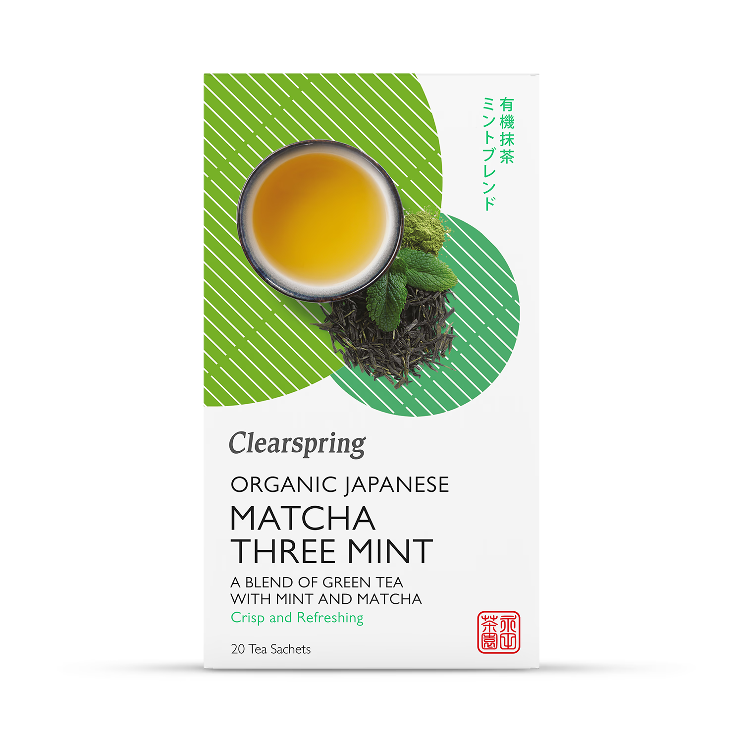Organic Japanese Matcha Mint Green Tea with Three Mints 20 Tea Bags