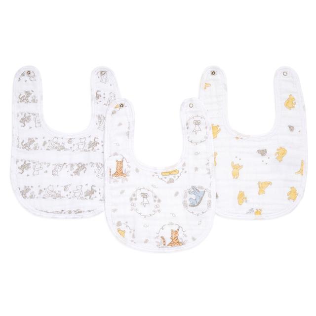 Aden+Anais essentials 3 pack cotton muslin baby snap bibs Winnie+friends   3 per pack GOODS M&S   