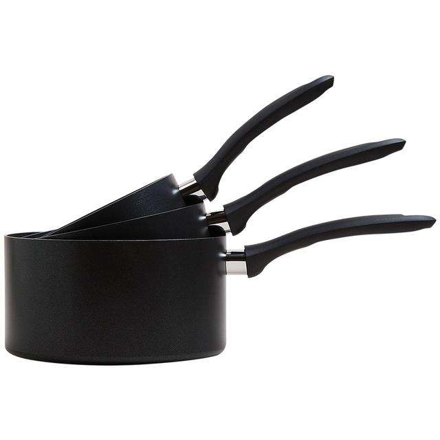 M&S Collection 3 Piece Black Aluminium Non Stick Pan Set 'One Size Black   3 per pack GOODS M&S   