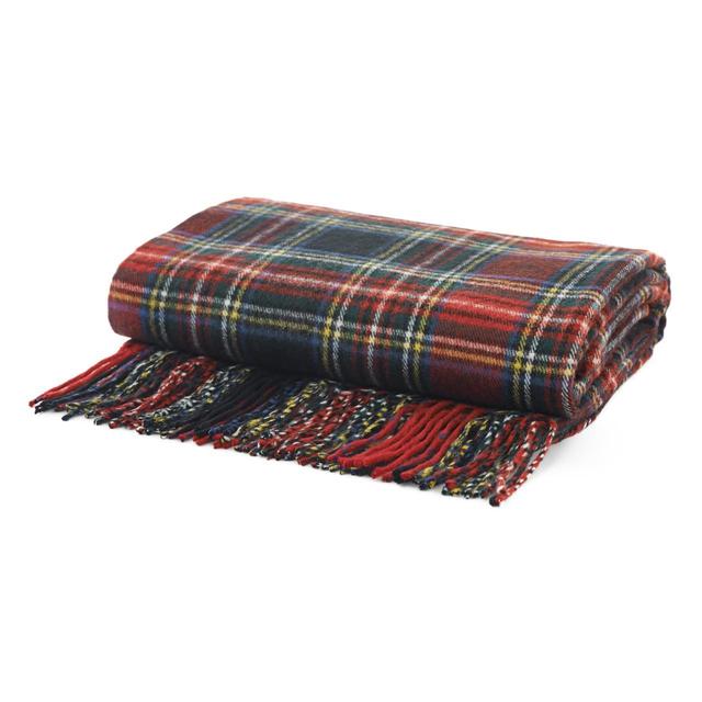 The Lyndon Company Stewart Black Woven Tartan Throw