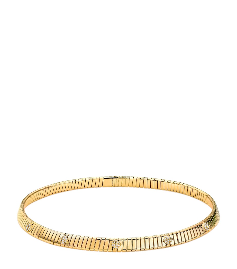 Bvlgari gold diamond Tubogas necklace (British brand)
