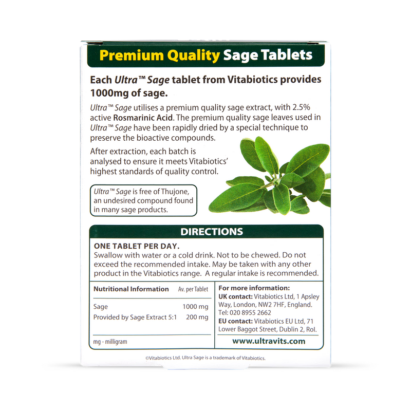 Vitabiotics Sage tablets Ultra 1000mg 30 pack (British brand)