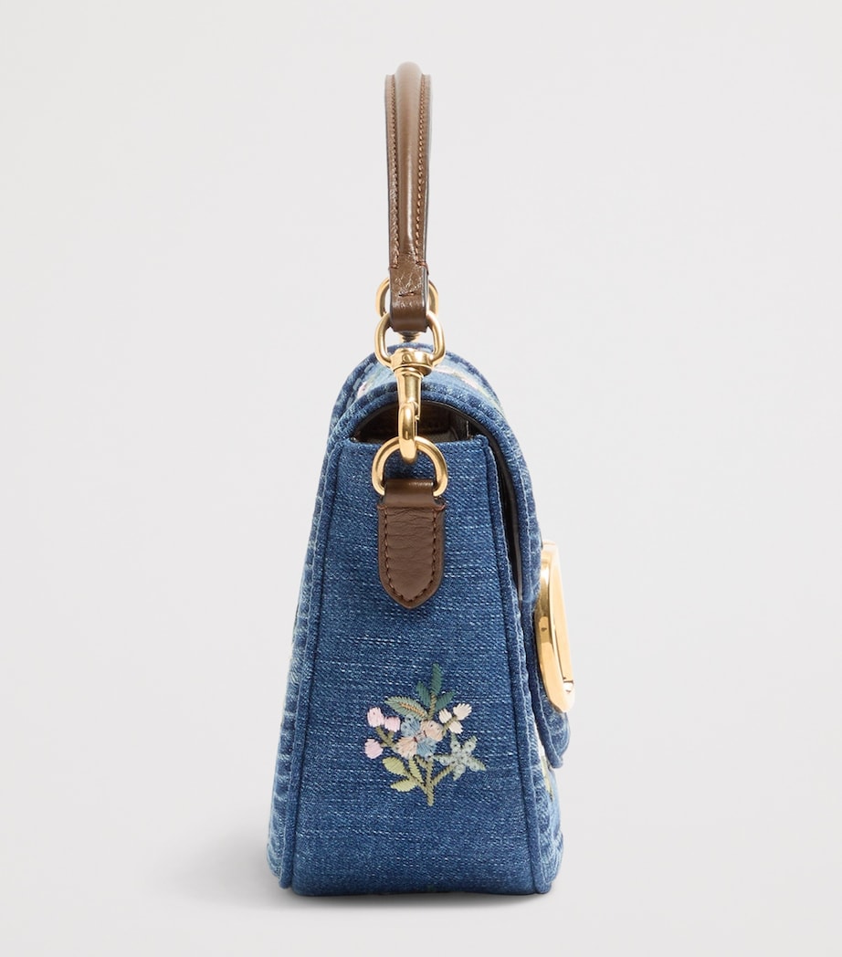 Valentino Garavani embroidered Locò shoulder bag denim, UK version