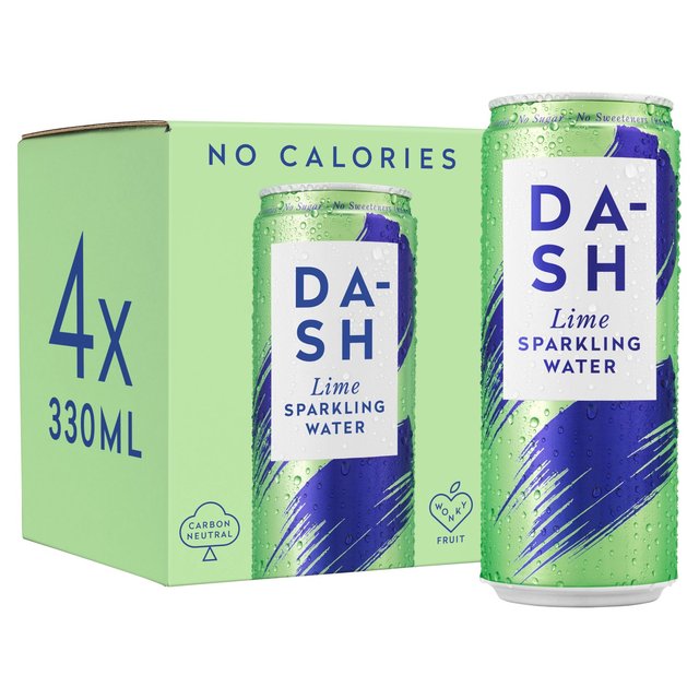 DASH Lime Infused Sparkling Water    4 x 330ml