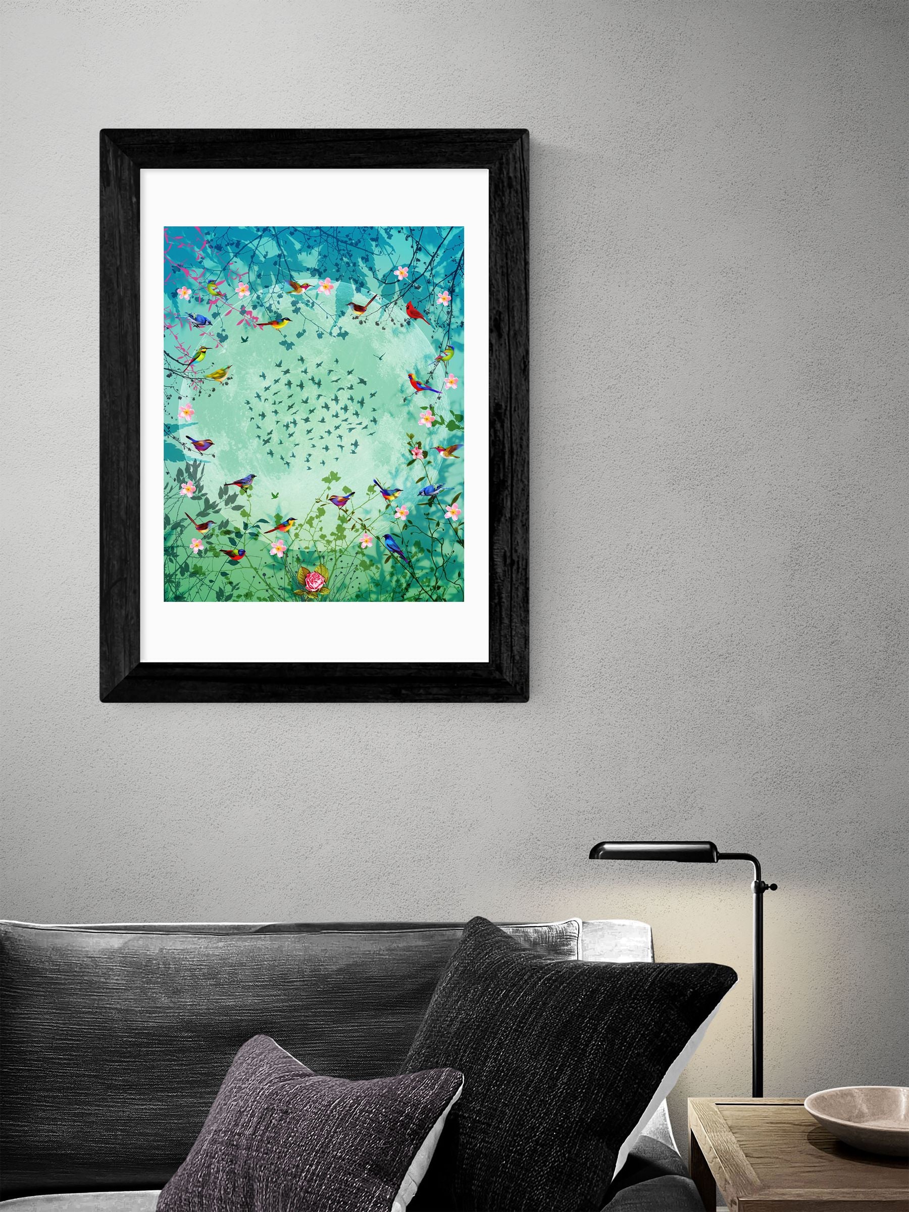 Fiona Watson Black Moon Garden framed print 48cm x 36cm - British product
