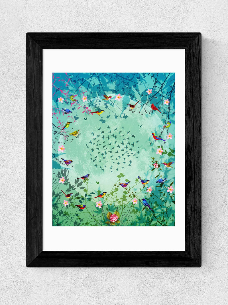 Fiona Watson Black Moon Garden framed print 48cm x 36cm - British product