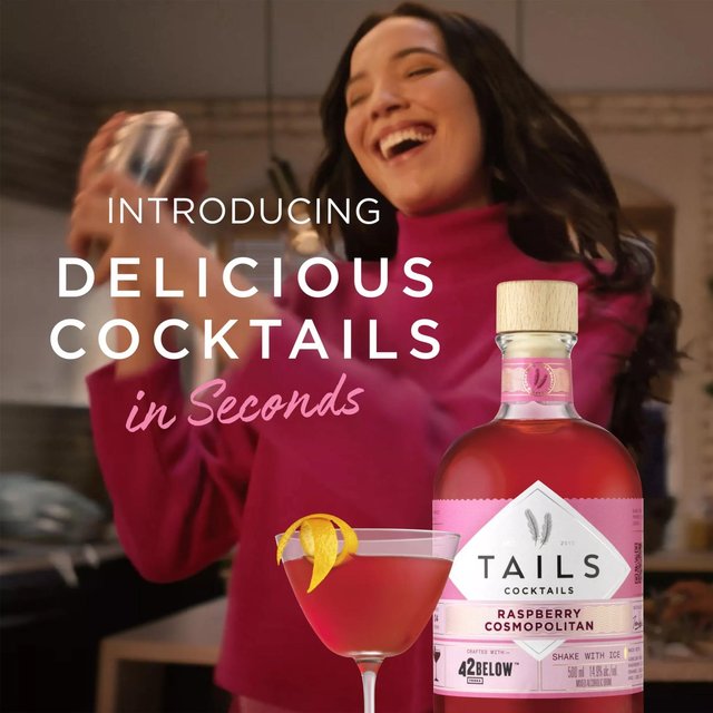 Tails Cocktails Raspberry Cosmopolitan Premixed Vodka Cocktail   500ml GOODS M&S   