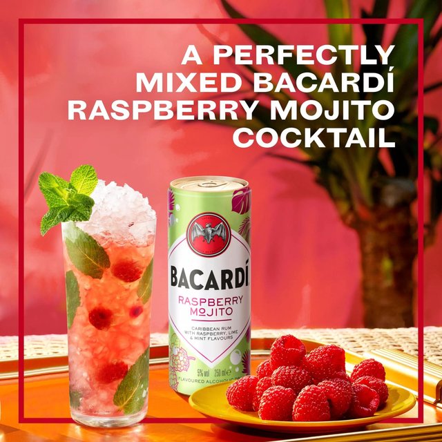 Bacardi Raspberry Mojito Premix Rum Cocktail   250ml GOODS M&S   