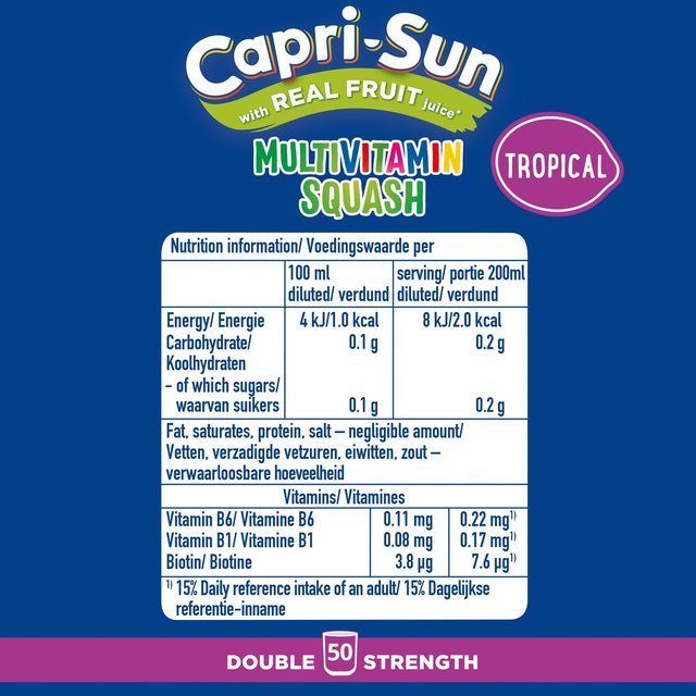 Capri Sun Double Strength Tropical Multivitamin Squash   1L GOODS M&S   