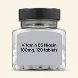 Holland & Barrett Vitamin B3 100mg tablets, imported from the UK