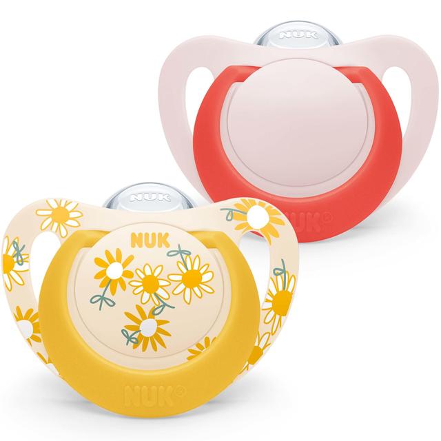 NUK Star Soother 6-18m Red & Yellow 2 Pack   2 per pack GOODS M&S   