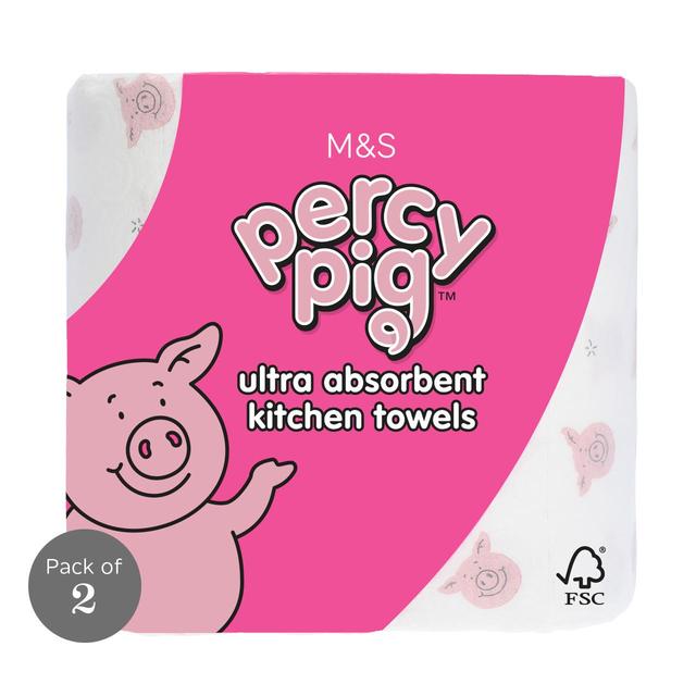 M&S Percy Pig Kitchen Towel   2 per pack GOODS M&S   