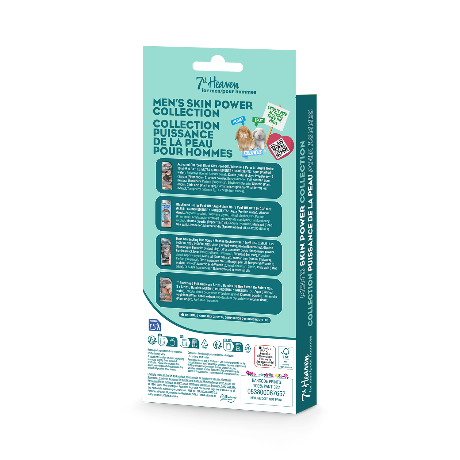 7th Heaven Men's Skin Power Collection 3 masks, imported from the UK