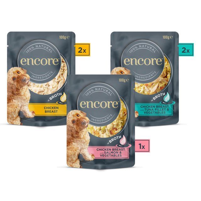 Encore Wet Dog Chicken in Broth Selection Pouch Multi   5 x 100g GOODS M&S   