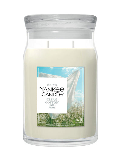 Next Yankee Candle Clean Cotton Signature Medium Jar 2-Wick Candle- Buy online at McGrocer