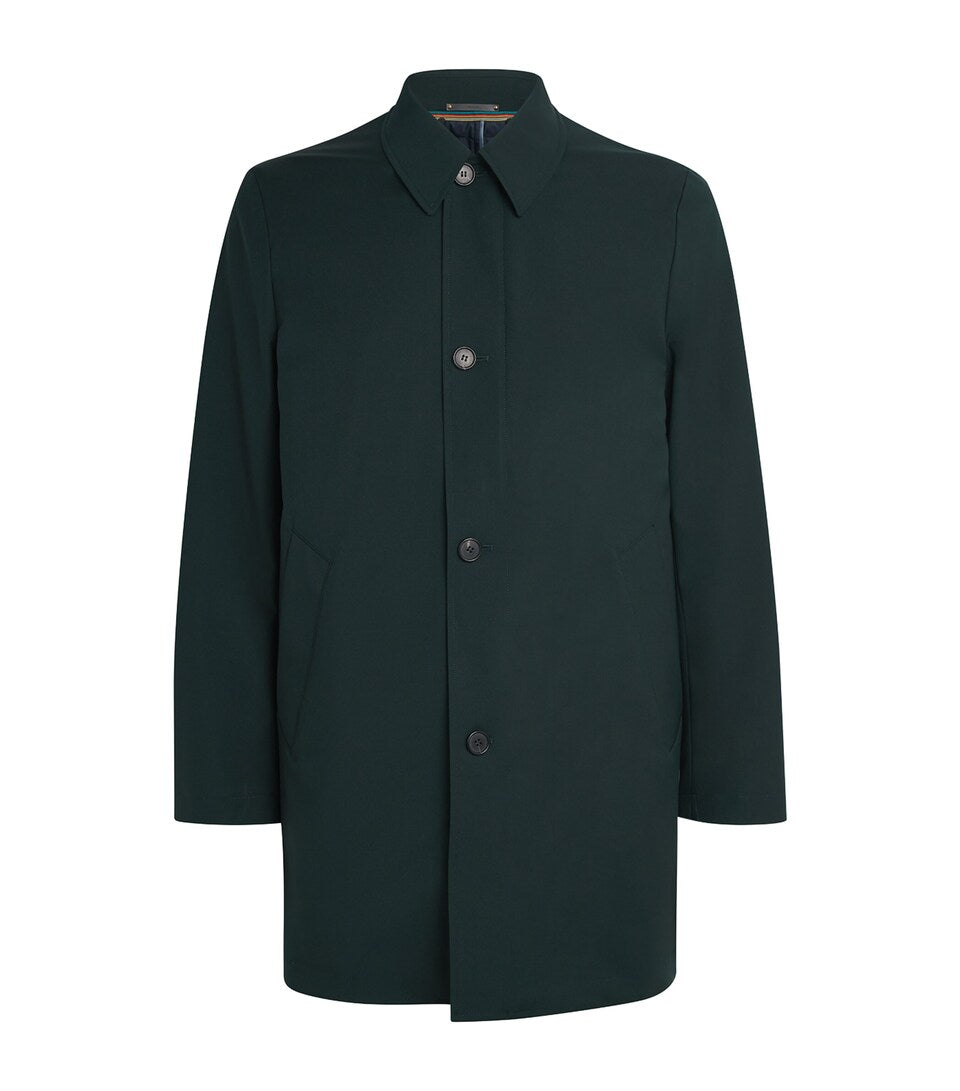 Regular Fit Virgin Wool Overcoat with Notched Lapels
