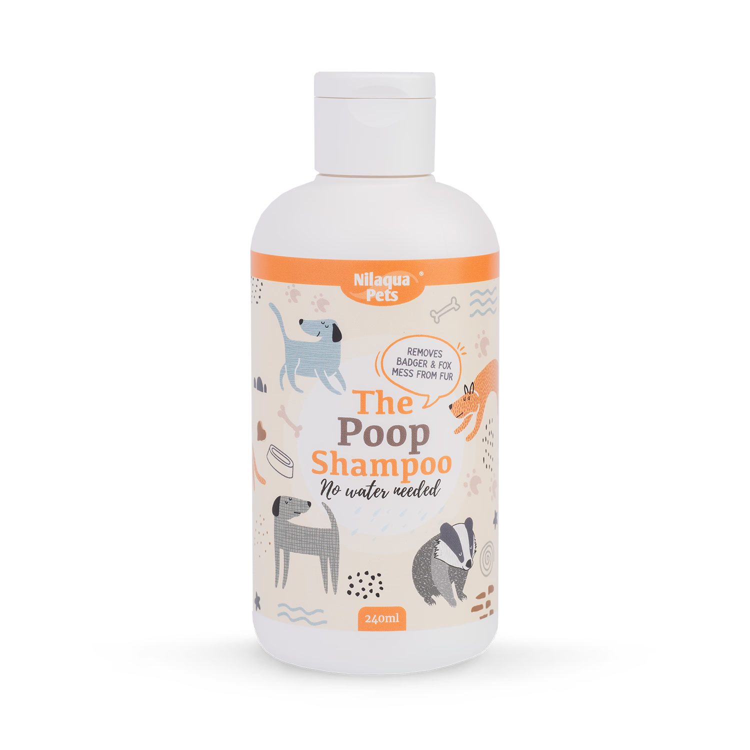 The Poop Shampoo mulberry-scented towel off pet shampoo 240ml, imported from the UK