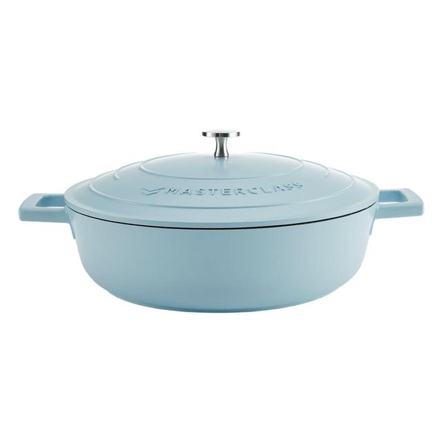 MasterClass Sky Blue Cast Aluminium Shallow Casserole Dish 4L