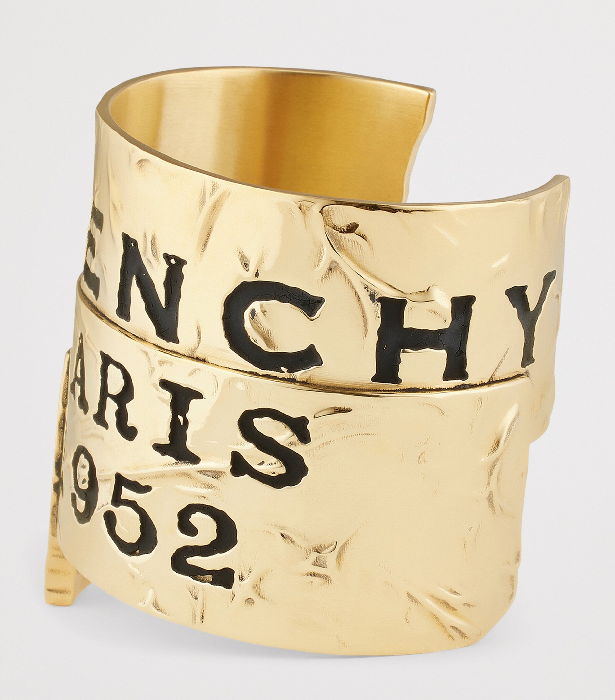 Givenchy tape cuff bracelet distressed brass Paris 1952, imported from the UK