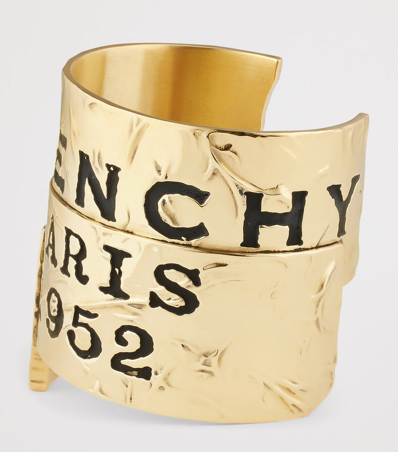 Givenchy tape cuff bracelet distressed brass Paris 1952, imported from the UK
