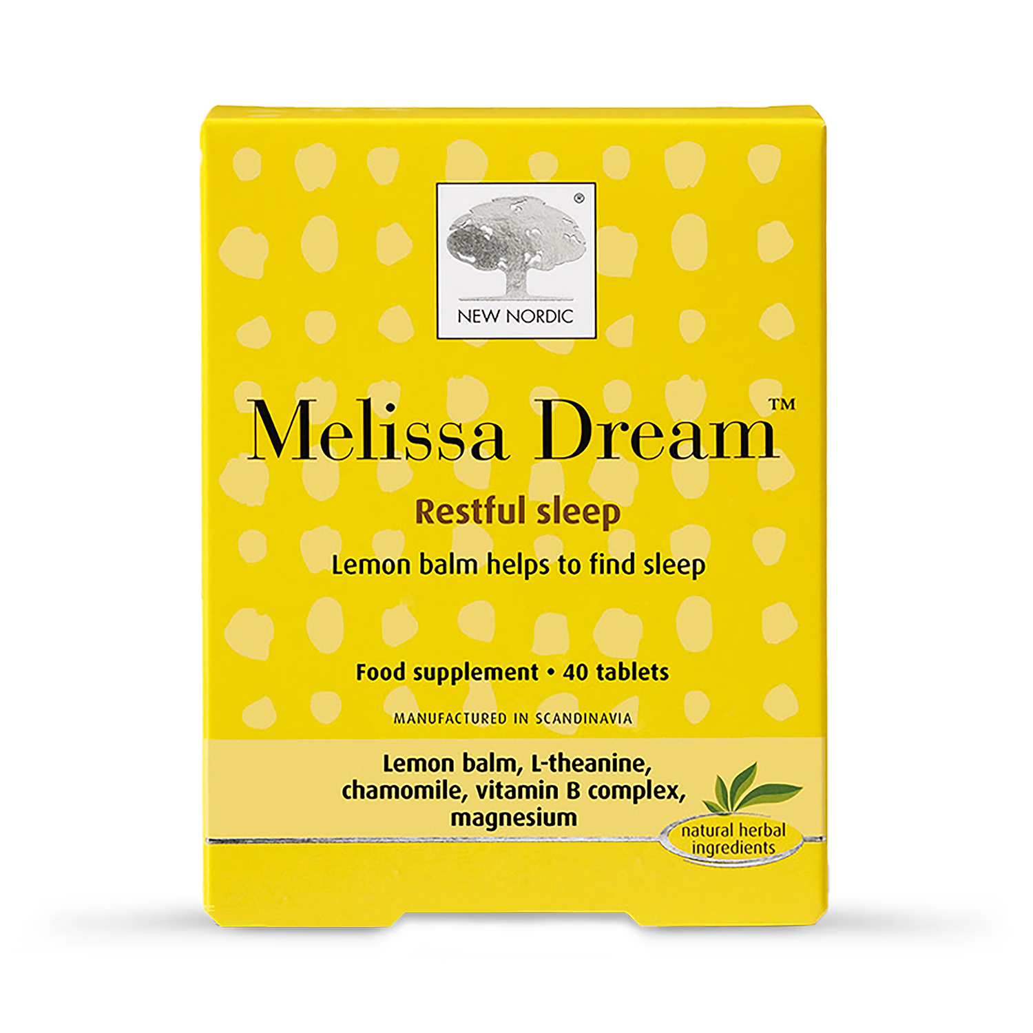 New Nordic Melissa Dream tablets 40 count, imported from the UK