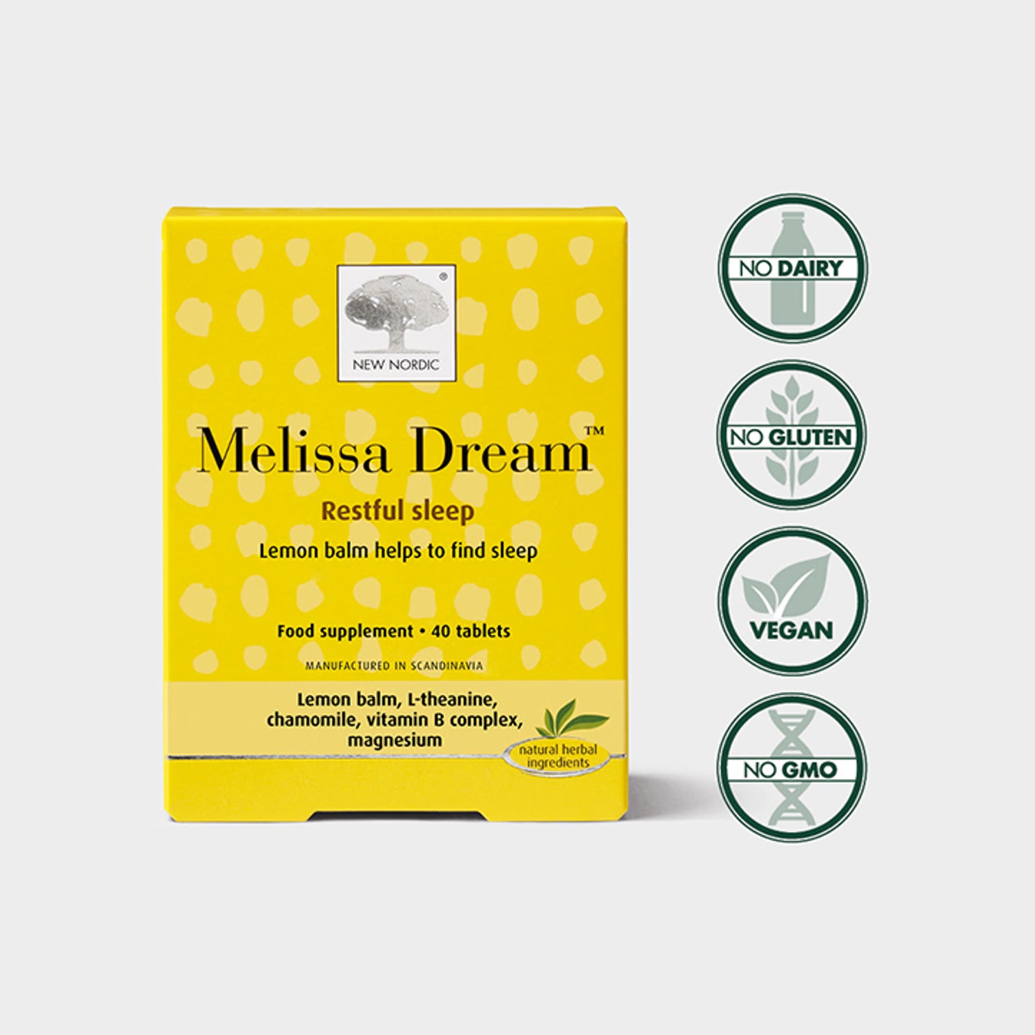 New Nordic Melissa Dream tablets 40 count, imported from the UK
