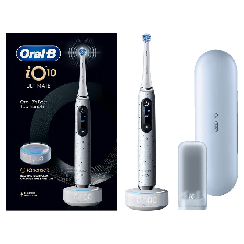 Oral-B iO 10 white electric toothbrush, travel case, imported from the UK