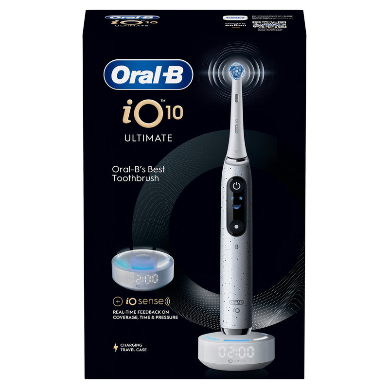 Oral-B iO 10 white electric toothbrush, travel case, imported from the UK