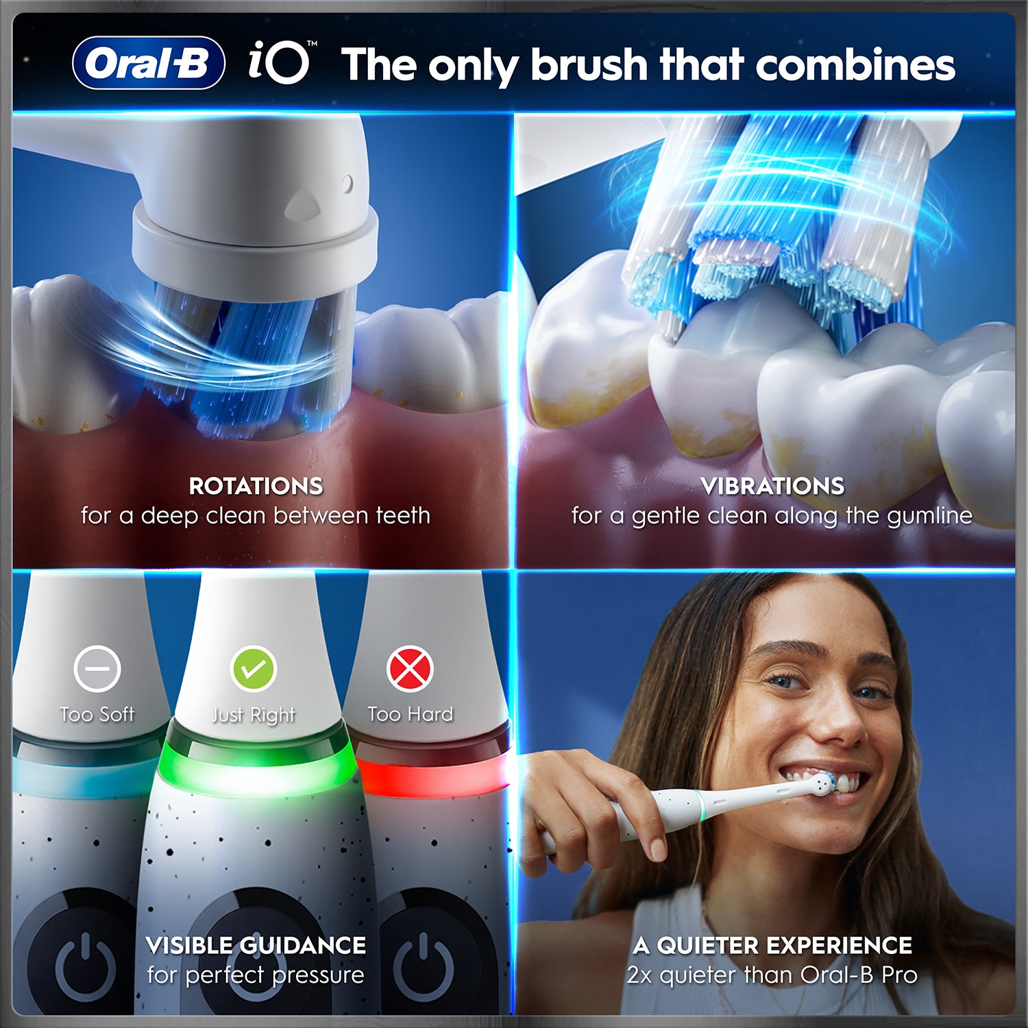 Oral-B iO 10 white electric toothbrush, travel case, imported from the UK