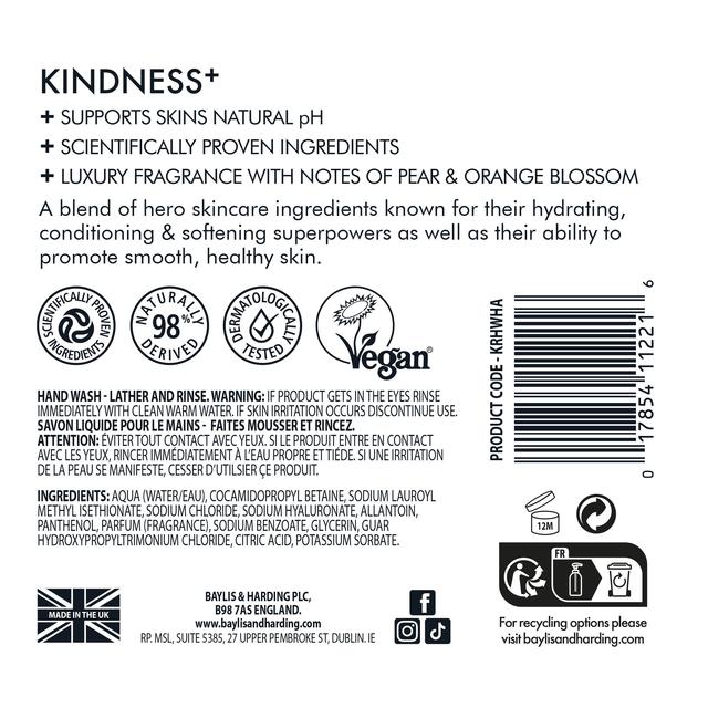 Baylis & Harding Kindness+ Hyaluronic Acid Moisture/Hydrate Hand Wash   500ml GOODS M&S   