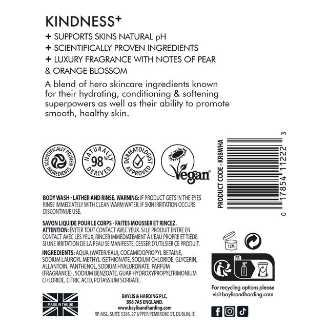 Baylis & Harding Kindness+ Hyaluronic Acid Moisture & Hydrate Body Wash   500ml GOODS M&S   