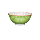 KitchenCraft Bright Green Geometric Print Ceramic Bowls