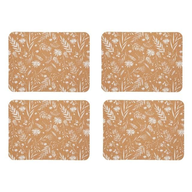 Natural Elements Set of 4 Biodegradable Cork Placemats 21.5 x 19cm