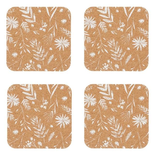 Natural Elements Set of 4 Biodegradable Cork Coasters 12 x 12cm GOODS M&S   