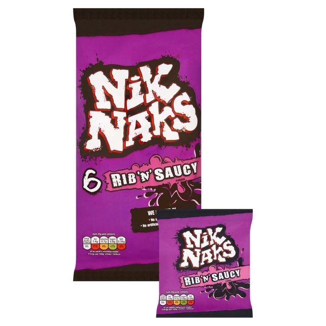 Nik Naks Rib 'N' Saucy Multipack Crisps   6 per pack