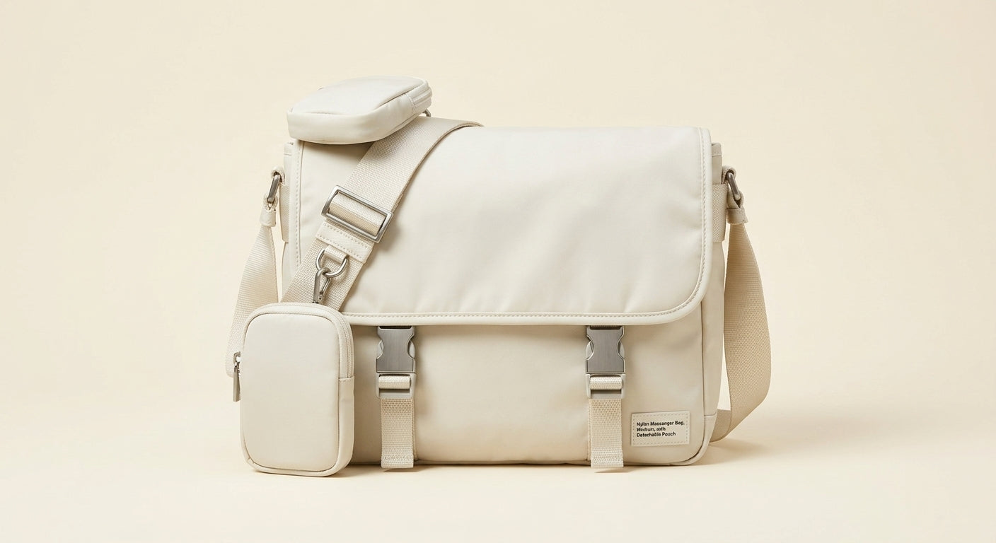 Prada Re-Nylon shoulder bag with leather trim and detachable pouch (British brand)
