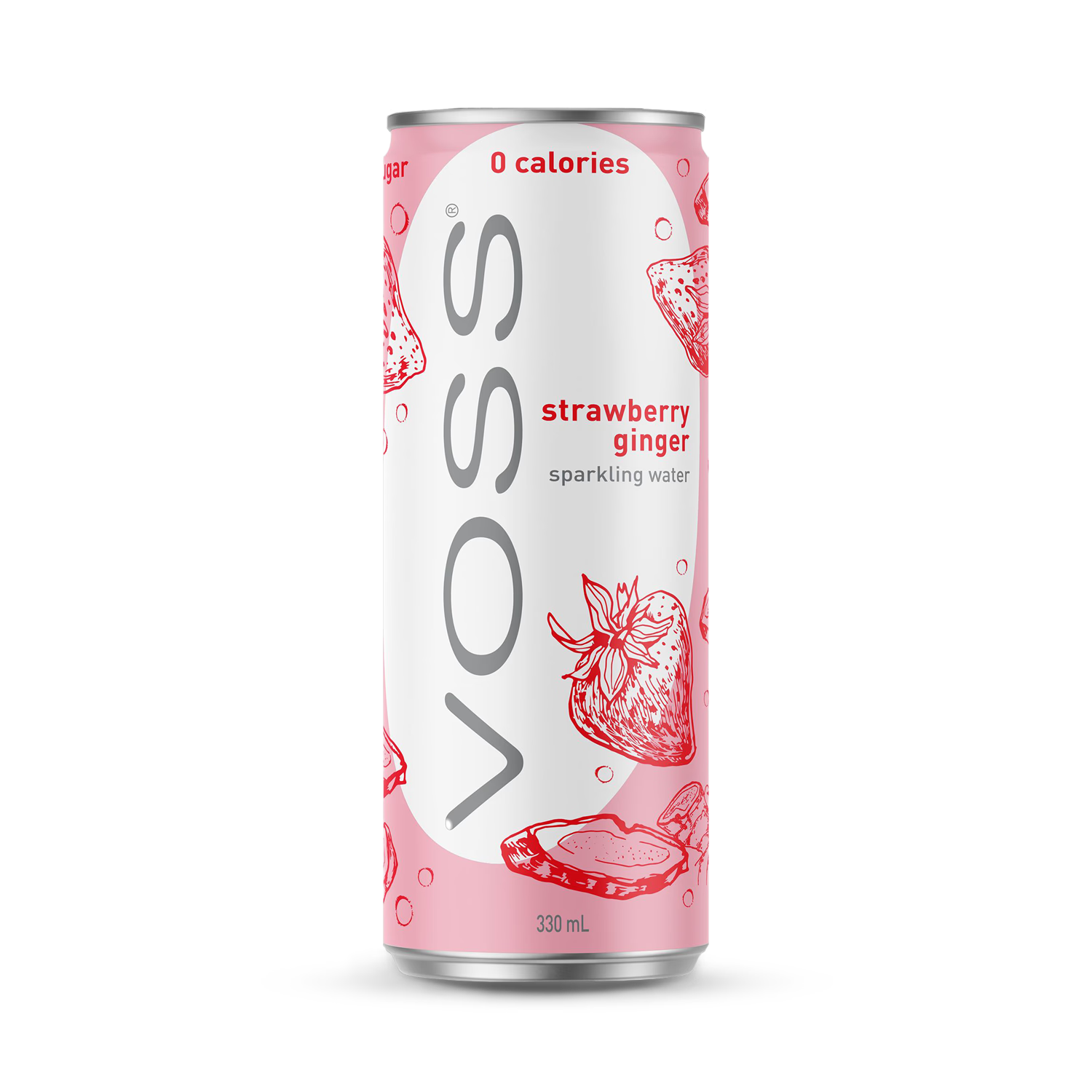 Voss sparkling water Strawberry & Ginger 330ml - British product