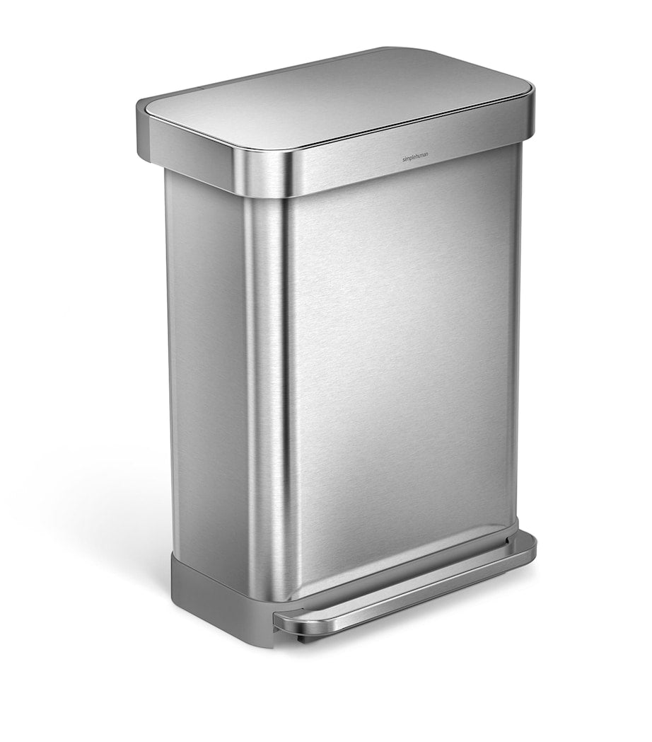 Simplehuman rectangular brushed steel pedal bin 55L - British product