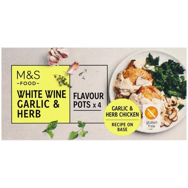 M&S 4 White Wine Garlic & Herb Flavour Pots   96g GOODS M&S   