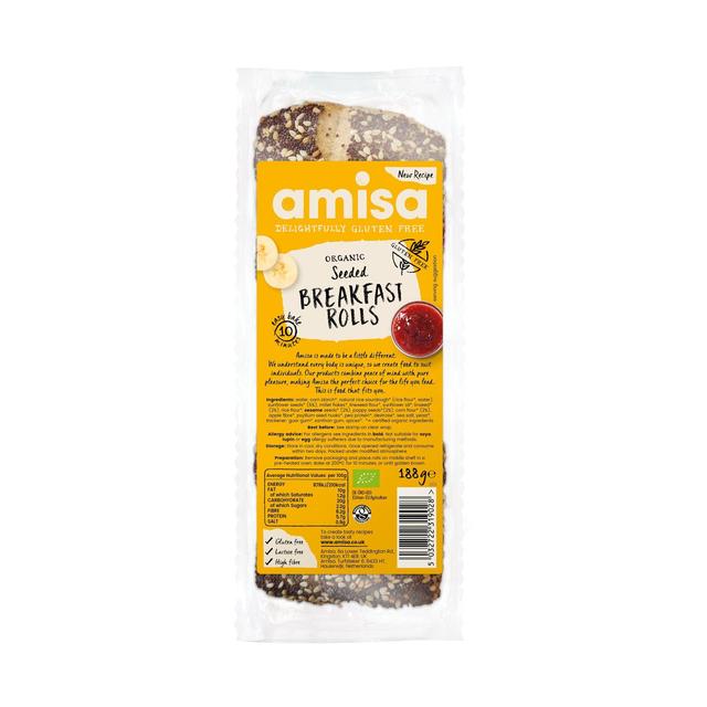 Amisa Organic Gluten Free Seeded Breakfast Rolls   188g