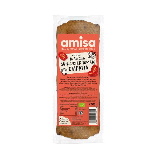 Amisa Organic Gluten Free White Sun-Dried Tomato Ciabatta   180g GOODS M&S   