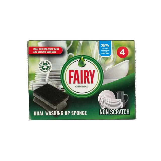 Fairy Original Dual Non Scratch Sponge Scourer   4 per pack GOODS M&S   