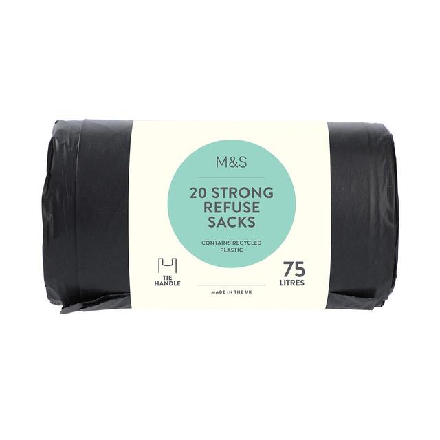 M&S Tie Handle Strong Refuse Sacks 75L   20 per pack