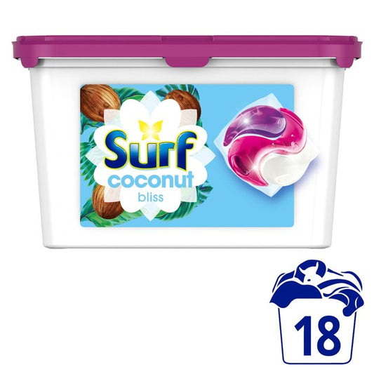 Surf Coconut Bliss 3 in 1 Washing Liquid Capsules 18 Wash   18 per pack