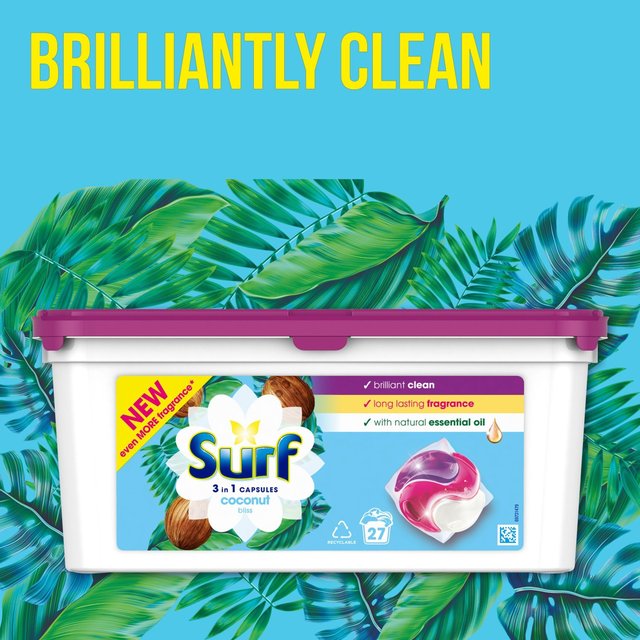 Surf Coconut Bliss 3 in 1 Washing Liquid Capsules 27 Wash   27 per pack GOODS M&S   